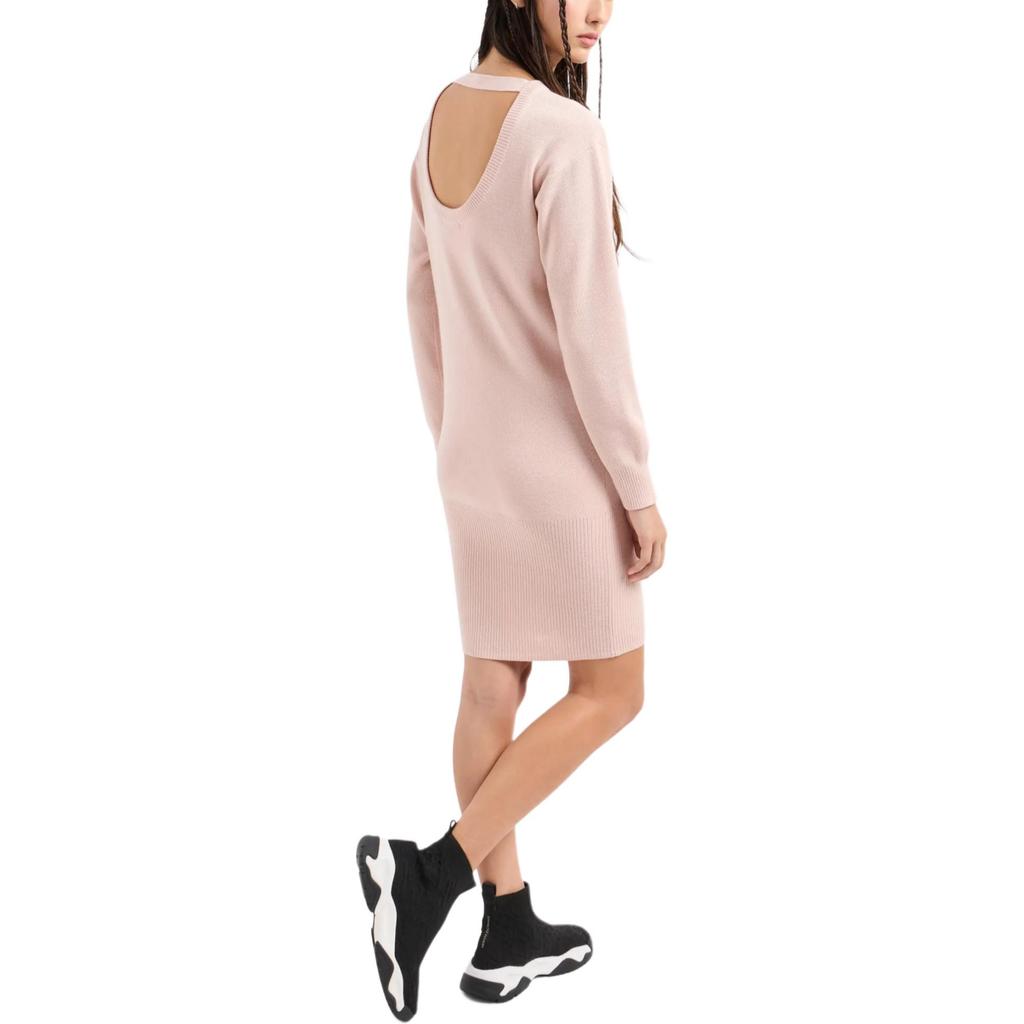 Armani Exchange Платье-свитер женское ss24, однотонное, сшивное, с круглым вырезом, с коротким рукавом, женские платья, розовый 6DYA1J-YME3Z-14BQ