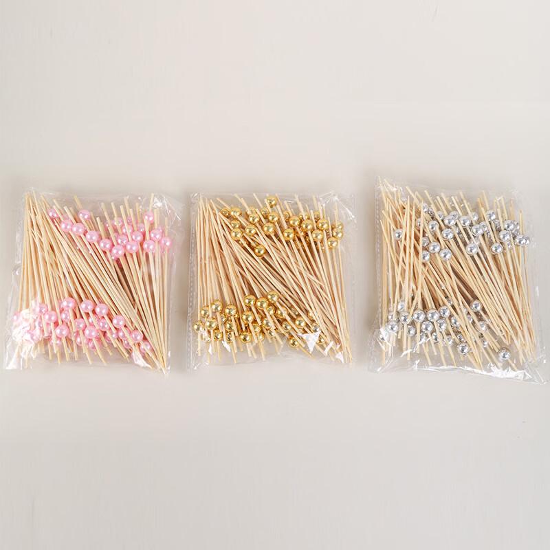 Disposable Pink Pearl Bamboo Fruit Skewers