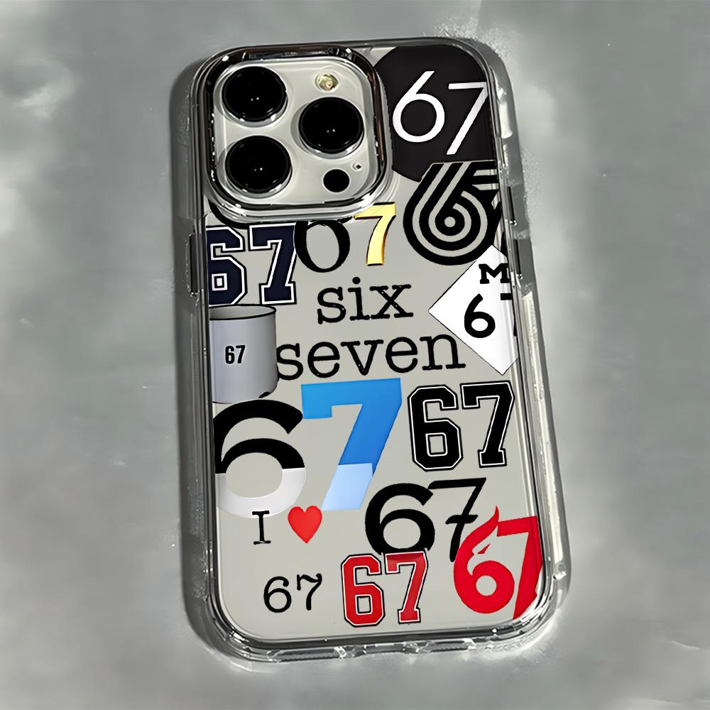 Роскошный чехол Six Seven 67 для iPhone 17e 17 16e 16 15 14 13 12 11 mini Pro Max X XR XSMAX Air Plus Прозрачный Мягкий Чехол