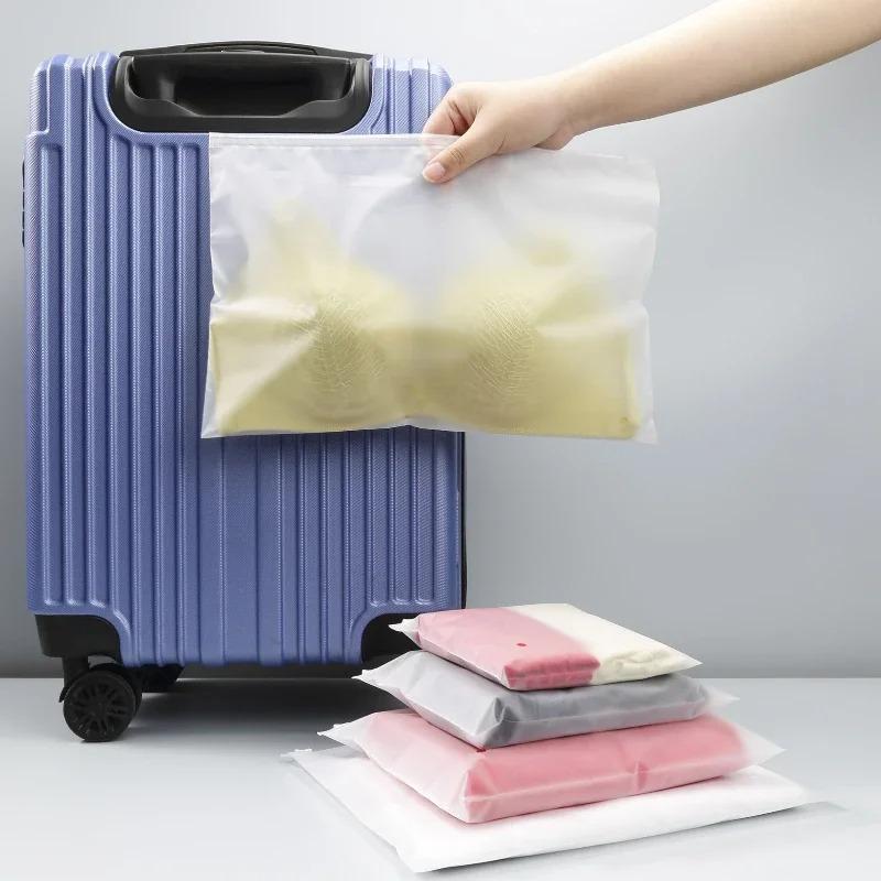 50pcs Frosted Cartilage Bag Horizontal Style CPE Thickening Plastic Zipper Packaging Bag Clothing Dustproof Storage Sealing Bag