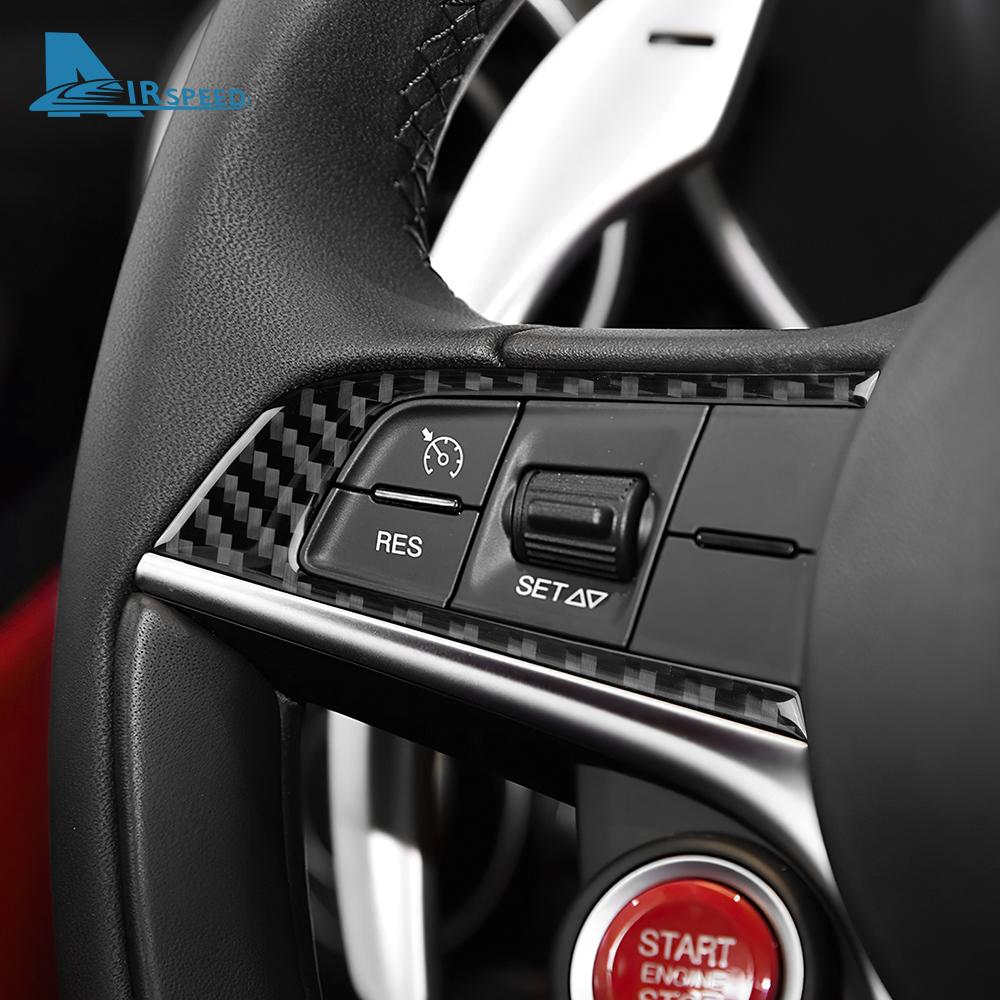 Real Soft Carbon Fiber Sticker For Alfa Romeo Giulia 952 Stelvio 949 2017 2018 2019 LHD RHD Car Steering Wheel Button Frame Trim