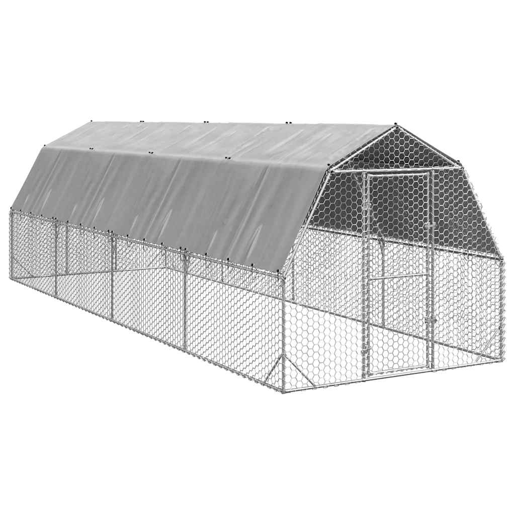 Vidaxl Kurnik Z Dachem 2,5X8X2,25 M Stal Ocynkowana