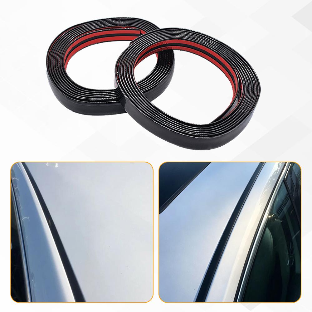 For Ford Black 2PC Roof Top Trim Drip Moldings Covers Set