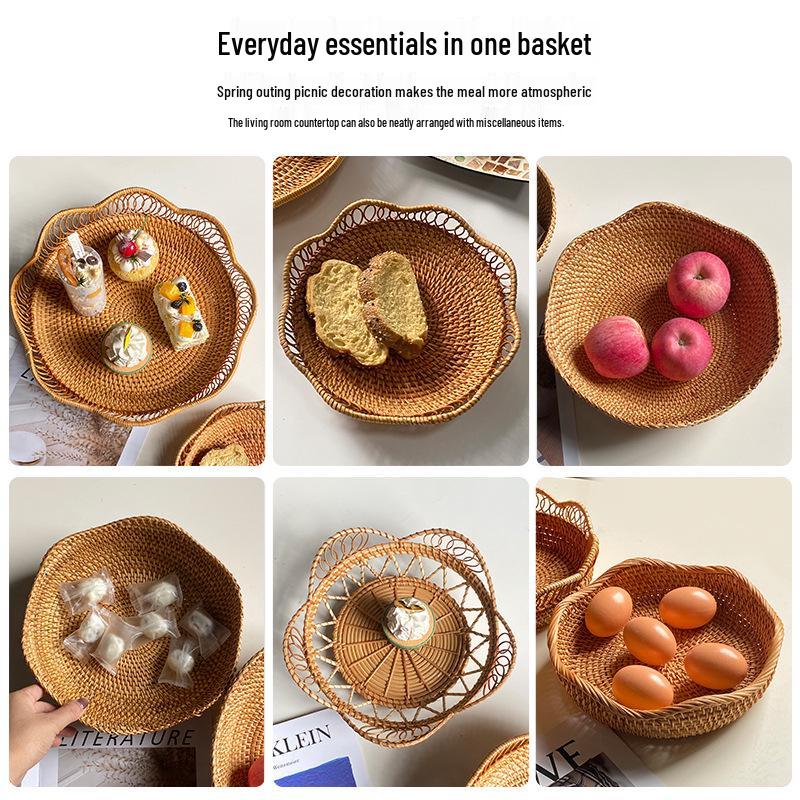 Плетеная из вьетнамской осенней лозы тарелка для чая и закусок