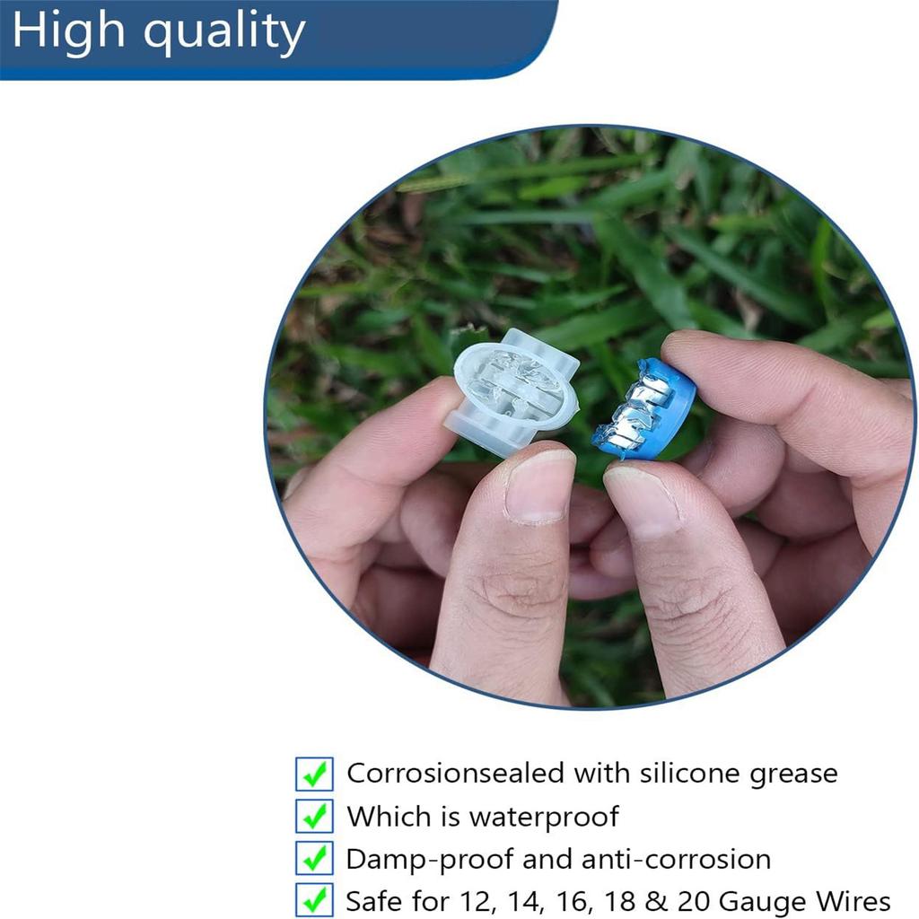 Самозачищающиеся кабельные соединители Водонепроницаемый набор соединителей для кабелей от 22 до 14 AWG для роботизированных газонокосилок и ирригации