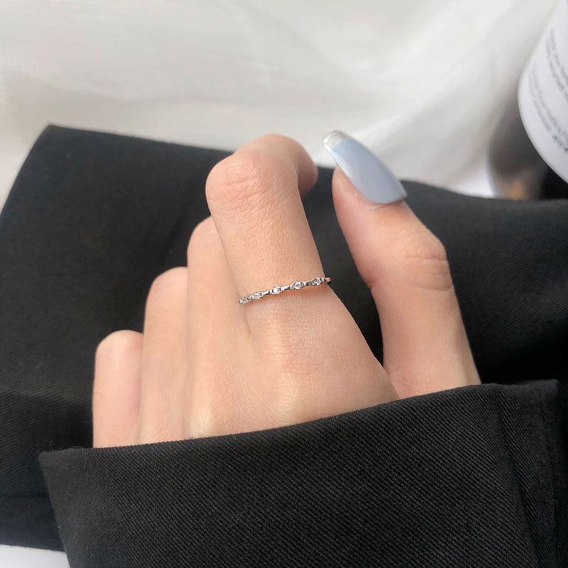 Новый регулируемый комплект колец из нержавеющей стали для женщин, простое тонкое открытое кольцо с блестящим цирконием, кольцо на указательный палец, банкетные украшения на день рождения