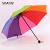 Fashion Rainbow Umbrella Three Fold Umbrella Long Handle Automatic  Wind Resistant Folding Straight Umbrella