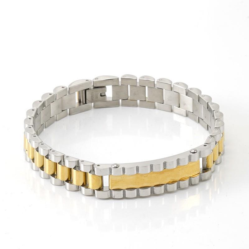 Модный мужской браслет из нержавеющей стали, персонализированная цепочка для часов, мужская бижутерия из титановой стали 18 карат