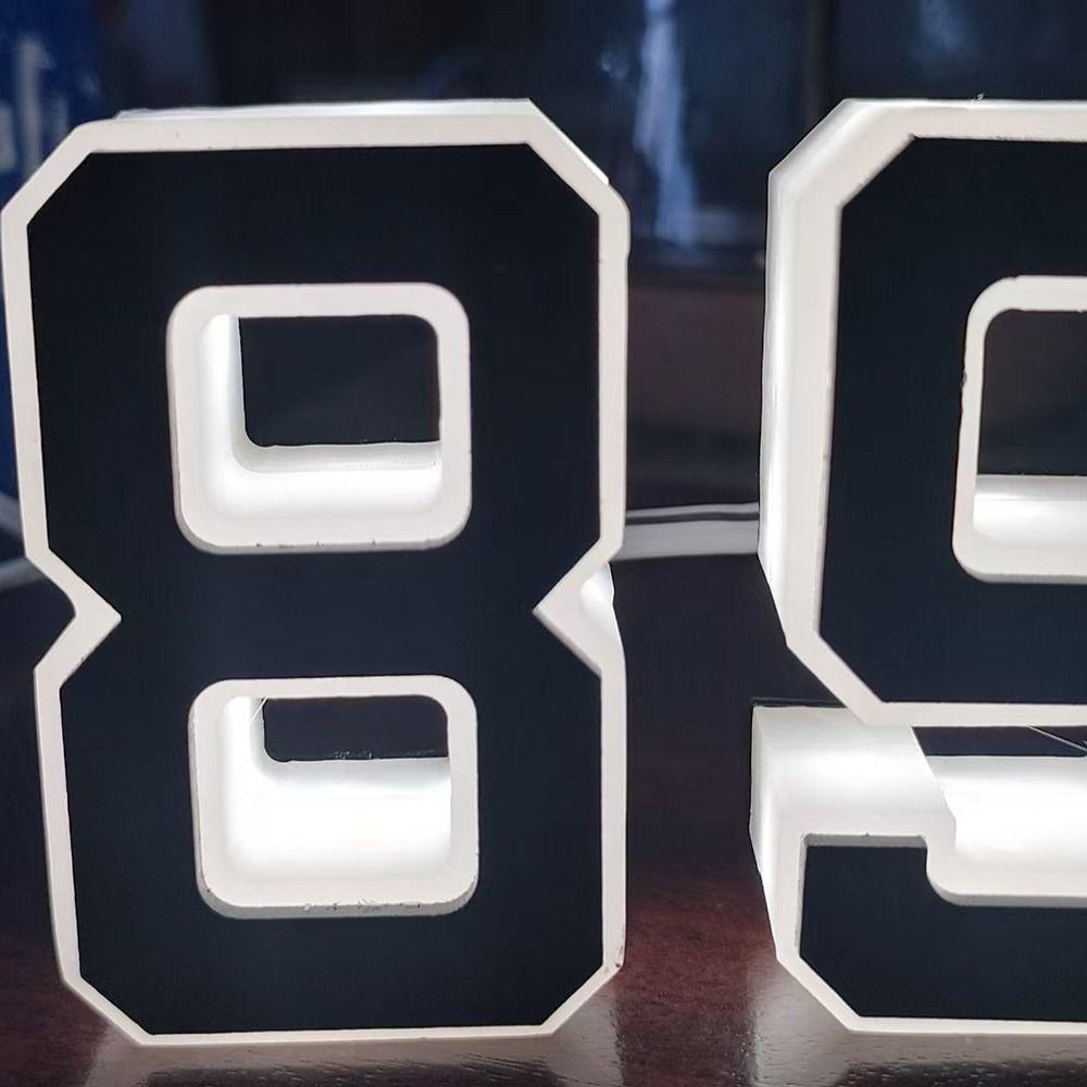 12V Power Illuminated House Number Sign 0-9 A-B Home Wall Decor LED House Number Light Outdoor Use
