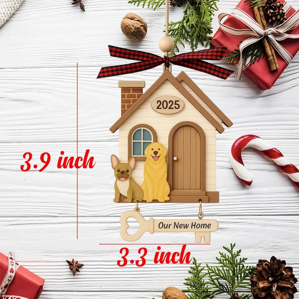 House Warming Ornament 2025, Our New Home with Cute Dog, Welcome Home Gift Ideas for Her & Him or Couple, House Warming Gifts, New Homeowner Present
