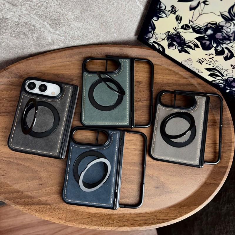 IPhone Duo Foldable Phone Case With Rotating Magnetic Stand Full Coverage Shockproof Leather-Feel Cover