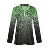 Women's Spring And Autumn Fashion Casual  Printed Zipper V-Neck Long Sleeve Shirt Tops
