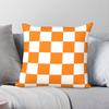 Orange White Checkerboard Pillowcase Polyester Linen Velvet Creative Zip Decor Throw Pillow Case Sofa Cushion Cover