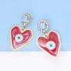 Pinkdudu New Fashion Blue Heart Devil's Eye Drop Earrings Exaggerated Creative Red Green Earring for Women Jewelry PD1244