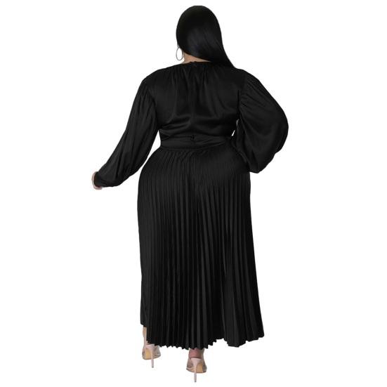 Женское платье с круглым вырезом и рукавами-фонариками, большого размера, макси-платье с высокой талией