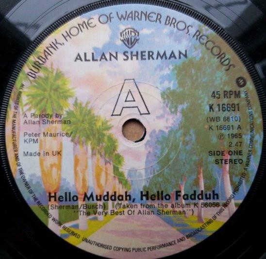 7inch Record ALLAN SHERMAN - Hello Mudduh, Hello Fadduh K16691 Warner Bros. Re 1976 UK Pop Used