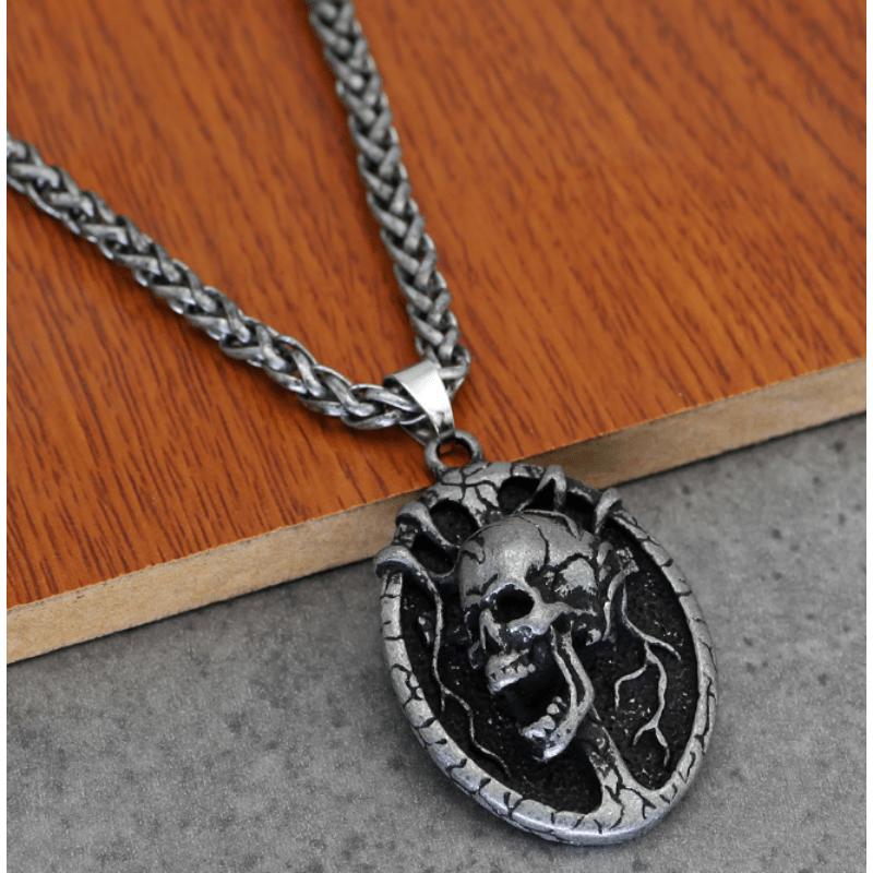 New Gothic Punk Men's Skull Pendant Skull Necklace Vintage Jewelry