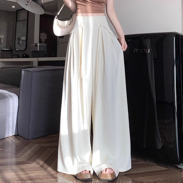 Summer Fashion Wideleg Suit Skirt Pants For Women With Solid Color And Fine Flash Design