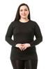 Women's Style Big Size Body Plus Size Crew Neck Long Sleeve Viscose Black Body