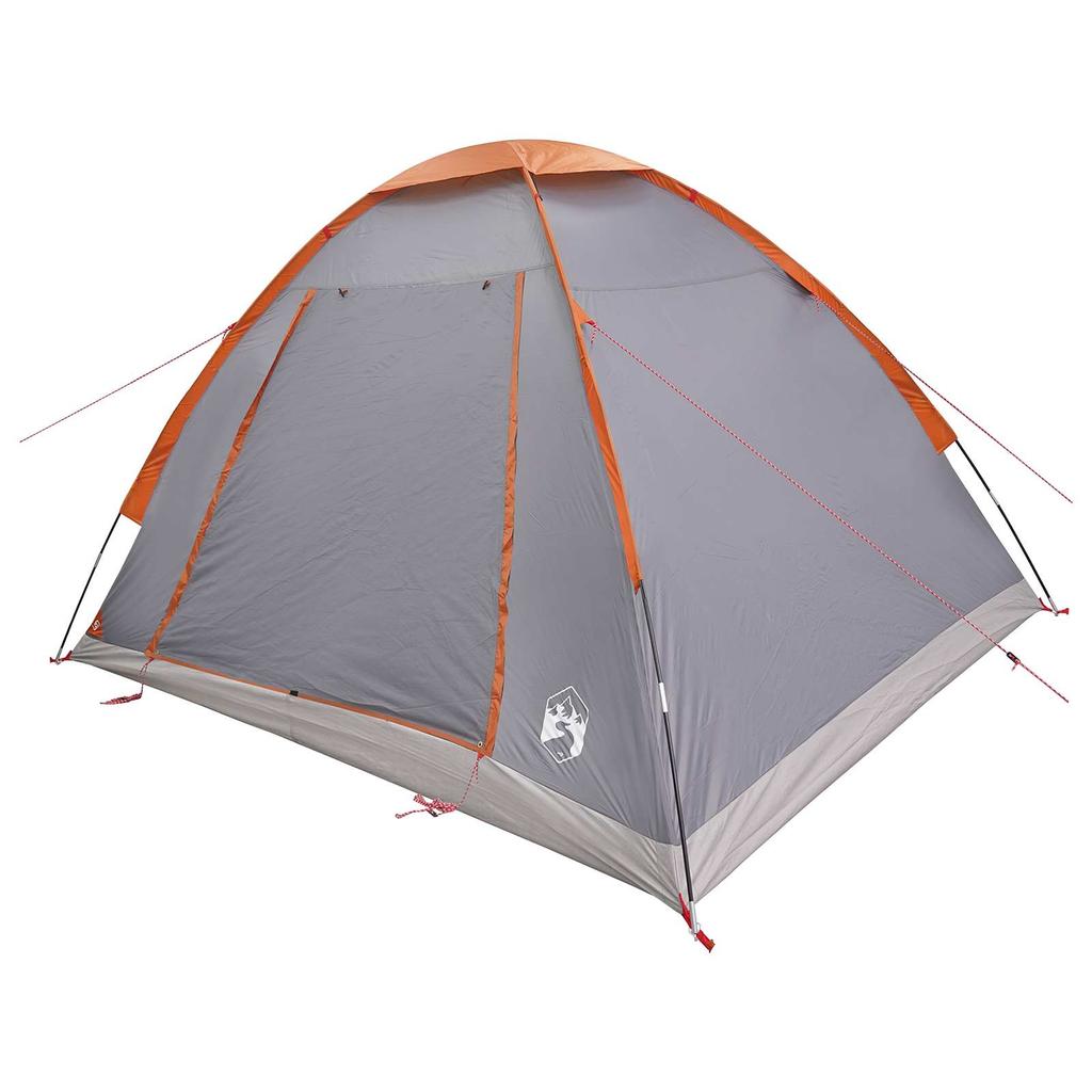 Camping Tent Gray and Orange 4 Person Polyester and Steel
