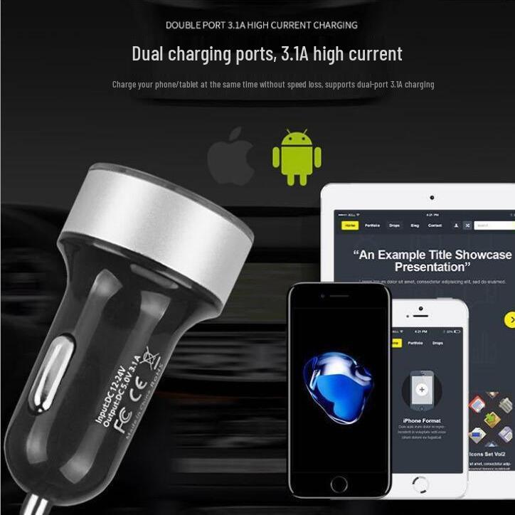 3.1A Dual USB Car Charger with LED Display, Monitors Voltage & Current