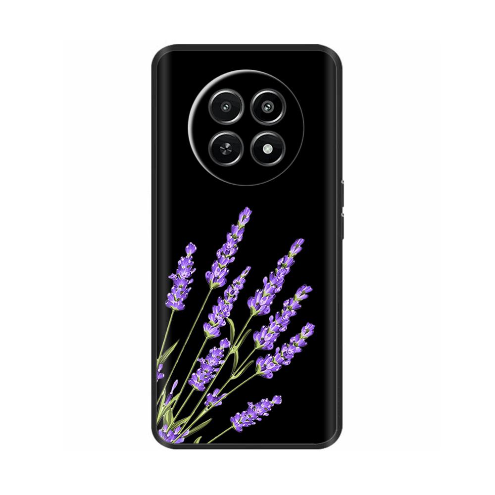 Для Realme 12 5G 12X Чехол для телефона Цветочный принт Мягкий черный ТПУ Fundas Для Realme12 12 X Защитный бампер Para Coque Etui Capas