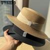 Новая французская белая цилиндрическая шляпа Летний пляжный козырек Соломенная шляпа