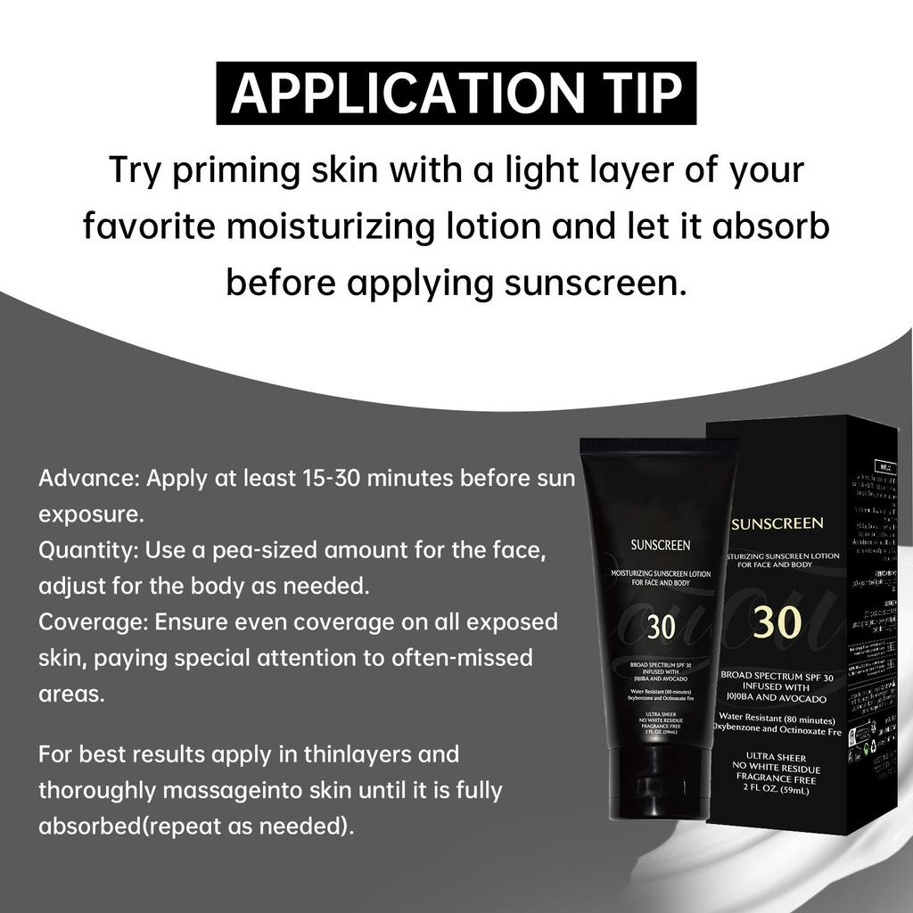 Sunscreen Whitening SPF30+ For Melanin Skin Natural Moisturizing Sunscreen For Face And Body Natural Ingredients All Skin Types Block UV Rays 59ml