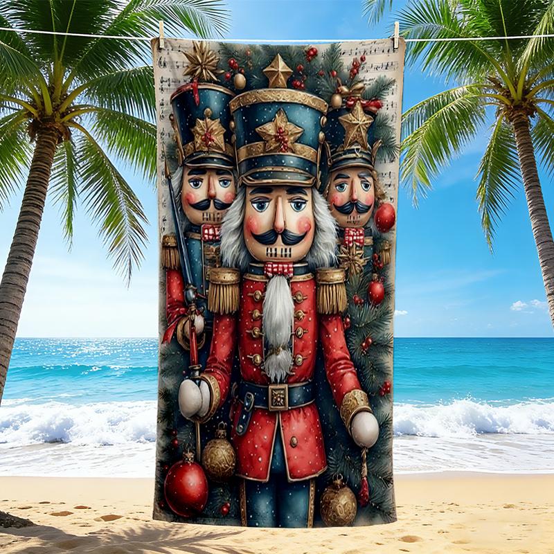 1Pc Christmas Nutcracker Soldiers Beach Towel Quick Dry Multiuse For Beach Pool Gym Yoga Home Travel Christmas Halloween Xmas Gift S125