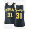 Retro Miller 31 Indiana Basketball Jersey Yellow Pinstripe Navy Print Sports Uniform Casual 3d Printed Vest