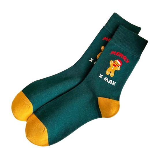 Christmas Stocking Stuffers Cute Stockings, Cotton Crew Socks for Women,Soft Breathable Holiday Santa Claus Thermal with Gingerbread Man/Reindeer/Bell