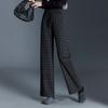 Womens High-Waisted Wide-Leg Wool Blend Plaid Trousers Fall Winter 2026 Loose Straight Cut Comfortable Casual Pants
