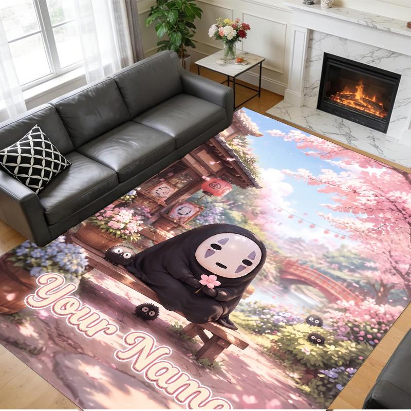Crystal Velvet Rug Custom Name Text, Soft Non Slip Floor Mat Home DecorSpirited Away