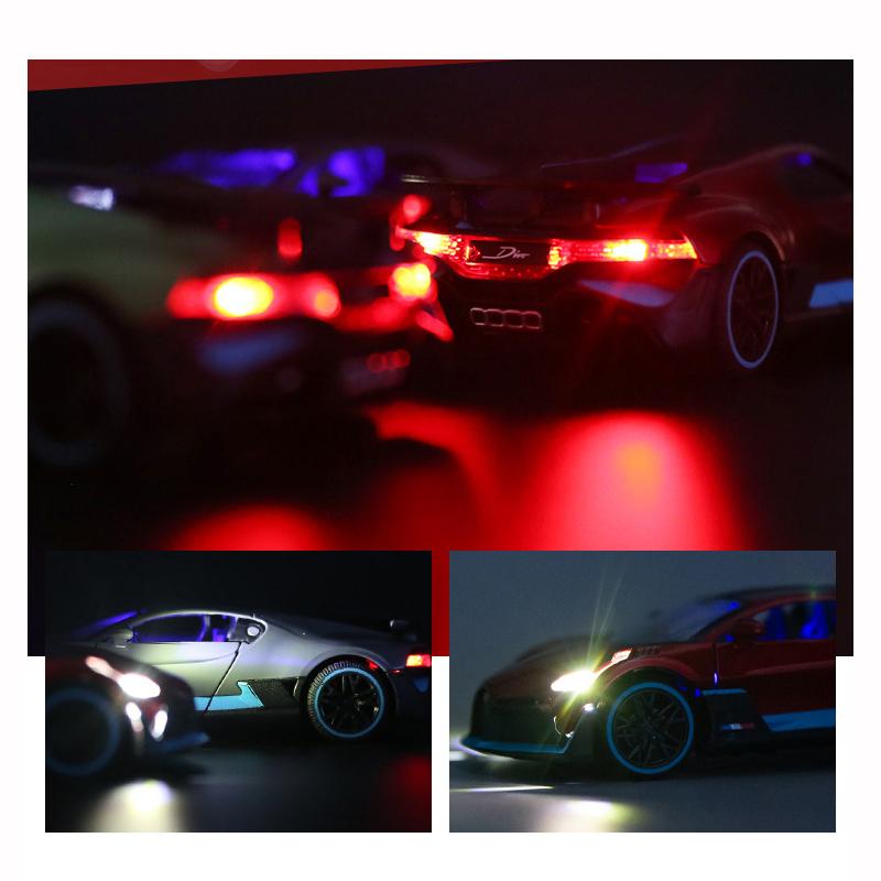 Модель автомобиля Bugatti Divo в масштабе 1/32, игрушечная литая машина из цинкового сплава, транспортные средства со звуком и светом, игрушки для детей, подарки для мальчиков и девочек
