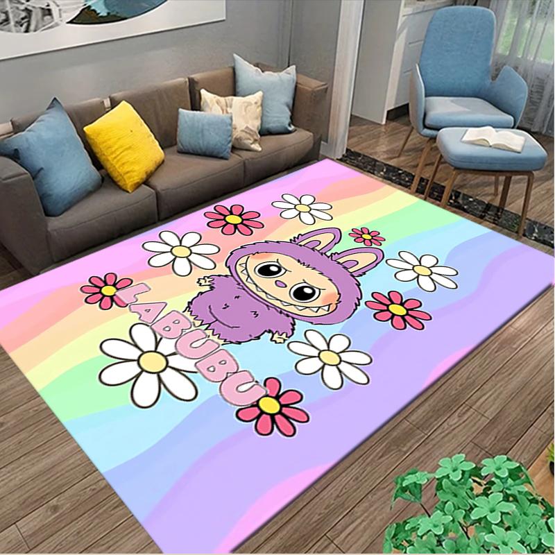 [LABUBU Printed Carpet] Non-slip Office Rug, Cozy Area Carprt for Living Room Use, Soft Home Sofa Chair Mat