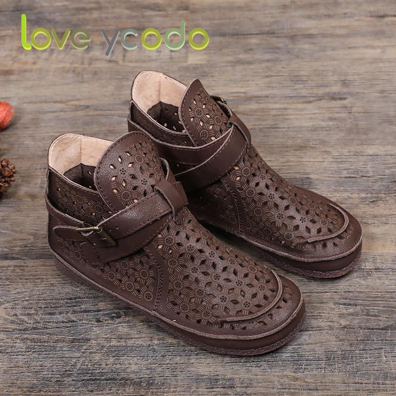 Женские летние удобные повседневные ботильоны из натуральной кожи Love Ycodo