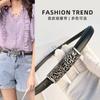 Genuine Leather Women's Thin Belt Retro Hollow Leather Simple Trousers Belt Decoration with Jeans Casual Trousers Belt