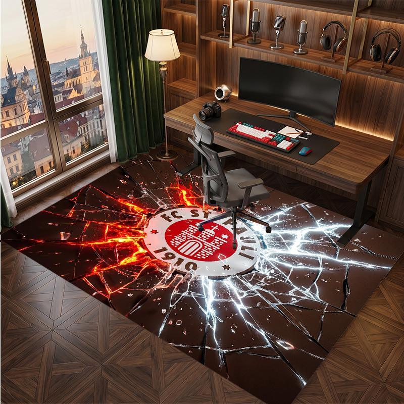 FC St. Pauli Football Print Crystal Velvet Rug, Comfortable Water Absorbent Non Slip Indoor Floor Carpet