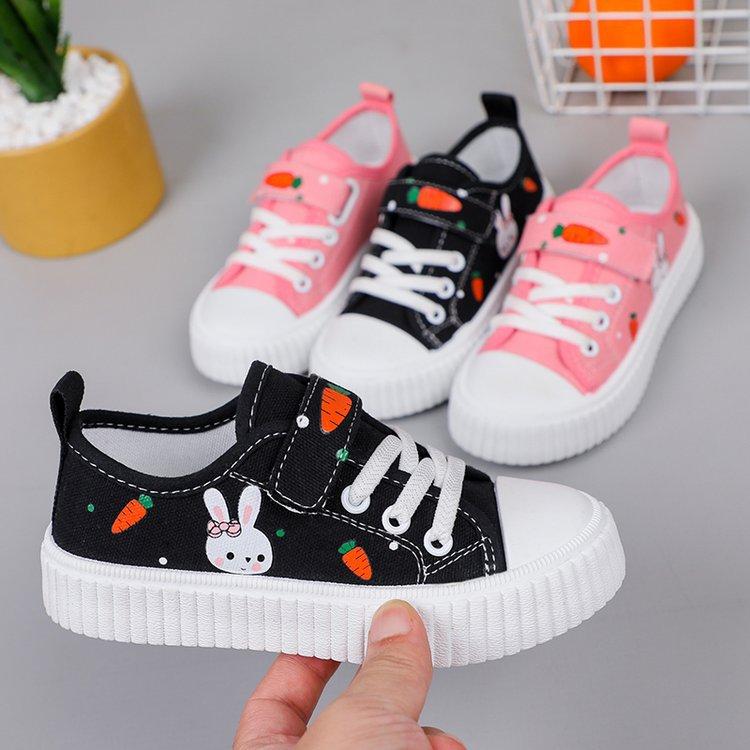 Boys' canvas shoes, girls' student flat casual sneakers, low-top durable breathable running shoes