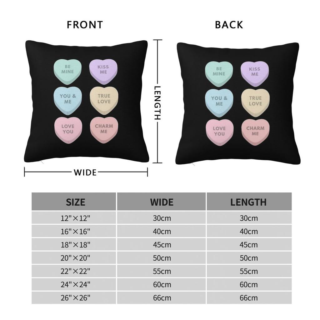 Conversation Candy Hearts Love Square Pillowcase Polyester Linen Velvet Creative Zip Decor Bed Cushion Cover 45X45