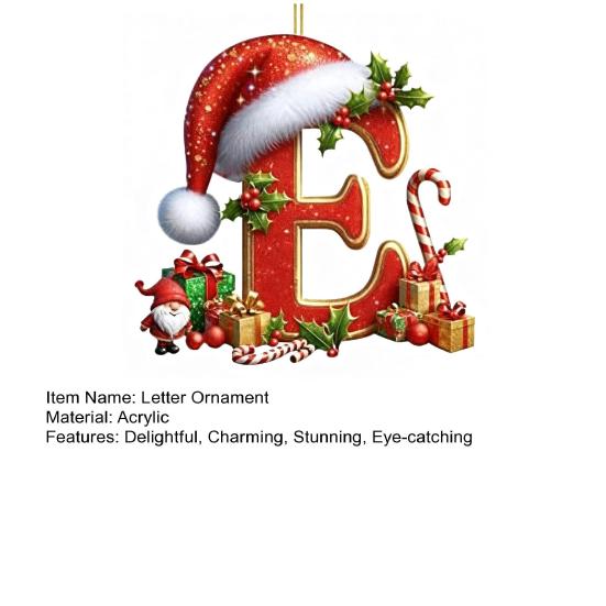 Красные инициалы Рождественские украшения 2D акриловые персонализированные гномы монограммный кулон с шапкой Санты 26 букв украшение для подвешивания на рождественскую елку
