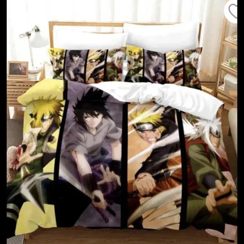 Anime Naruto Bedding Set Double Duvet Cover Comforter Akatsuki Itachi Sasuke Kakashi Sheet Bedspread Birthday Christmas Gift
