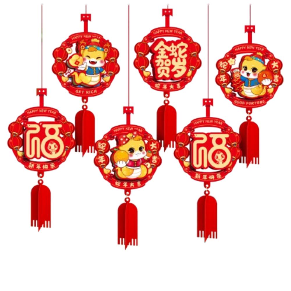 6pcs 3D Chinese Snake Year Pendants Traditional Spring Festival Supplies Home Living Room Decor