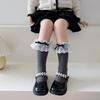 Lolita Princess White Lace Socks Children Spring Autumn Cotton Socks Korean Girl Bow Long Socks Solid Color Kids Knit Stockings