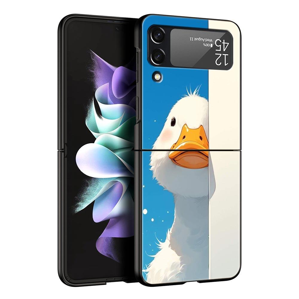 Смешной Чехол-Утка Для Samsung Galaxy Z Flip3 Flip4 Flip5 Чехол-Оболочка Для Z Flip 3 4 5 6 7 Жесткая Складная Крышка