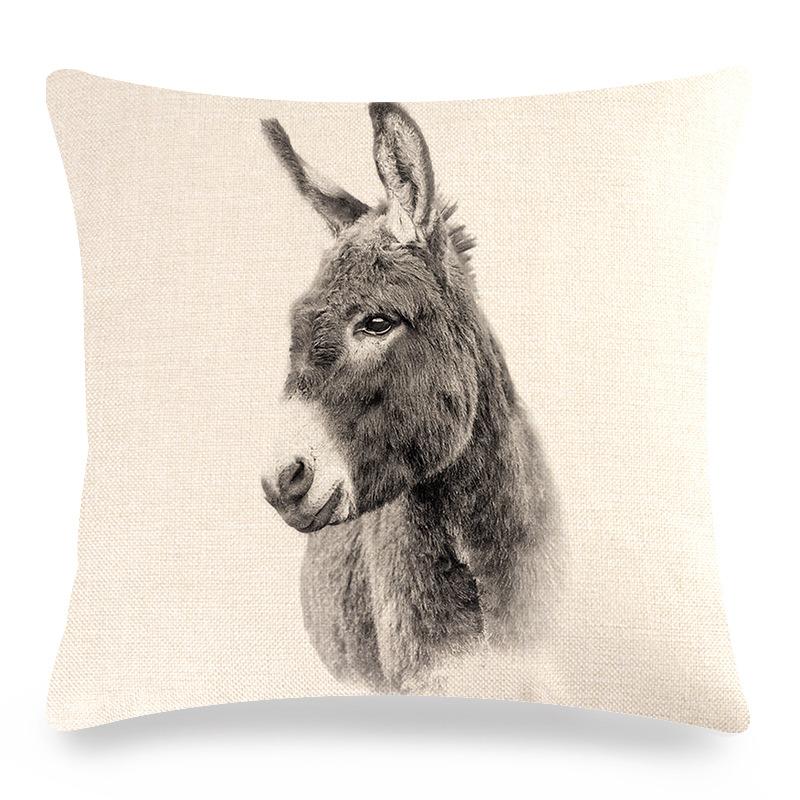 Happy And Cute Donkey Digital Printing Short Plush Pillow Covers Decorative For Car Sofa Office Cushion Cover Home Goods