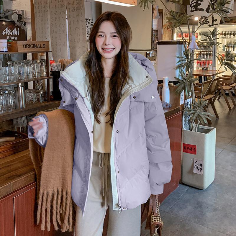 Пуховик женский короткий с капюшоном зима 2024 новый кокон корейская версия свободное маленькое пальто