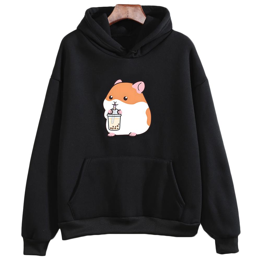 Толстовка с капюшоном в стиле Харадзюку в стиле хомяка, топы с принтом Kpop, толстовки с героями мультфильмов, милая зимняя одежда, толстовки для женщин/мужчин