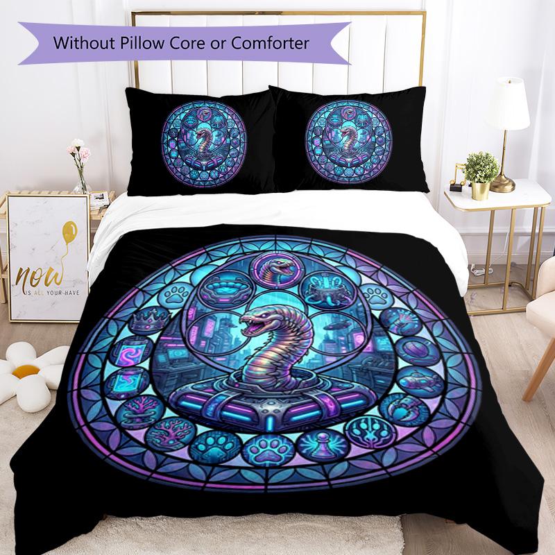 Cyberpunk Snake Emblem Pattern Bedding,Quilt Set Quilt Cover Pillowcase Home Birthday Gift (1 * duvet cover + 2 * pillowcase, without core)