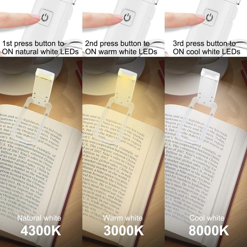 Светодиодный USB перезаряжаемый светильник для книг, светильник для чтения, защита глаз, ночник, портативный настольный светильник с зажимом, светильник для чтения, ночник